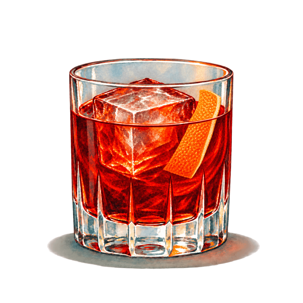 Original Mixtender illustrations of a Negroni, Margarita, and Mojito.